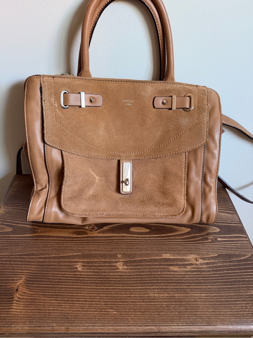 GUESS 1981 Suede & Leather Satchel